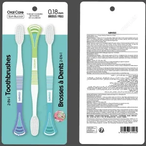 MINISO 2-in-1 Tongue Cleaning Toothbrush (3 Pack) 1pcs
